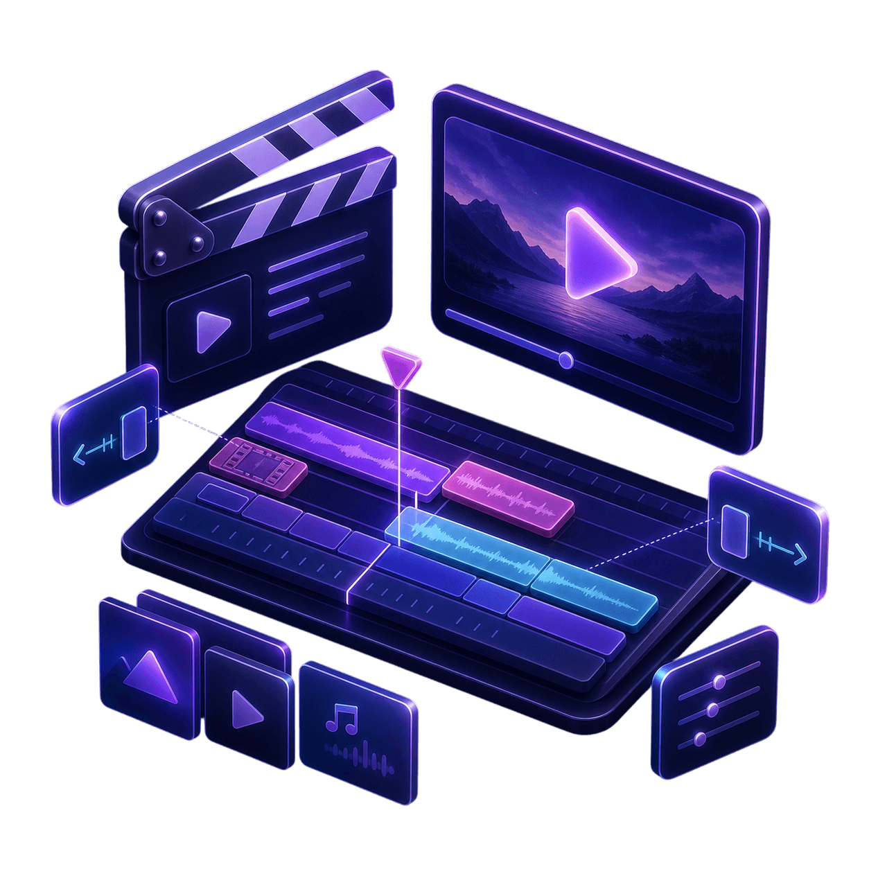 Video Editing 3D isometric service illustration
