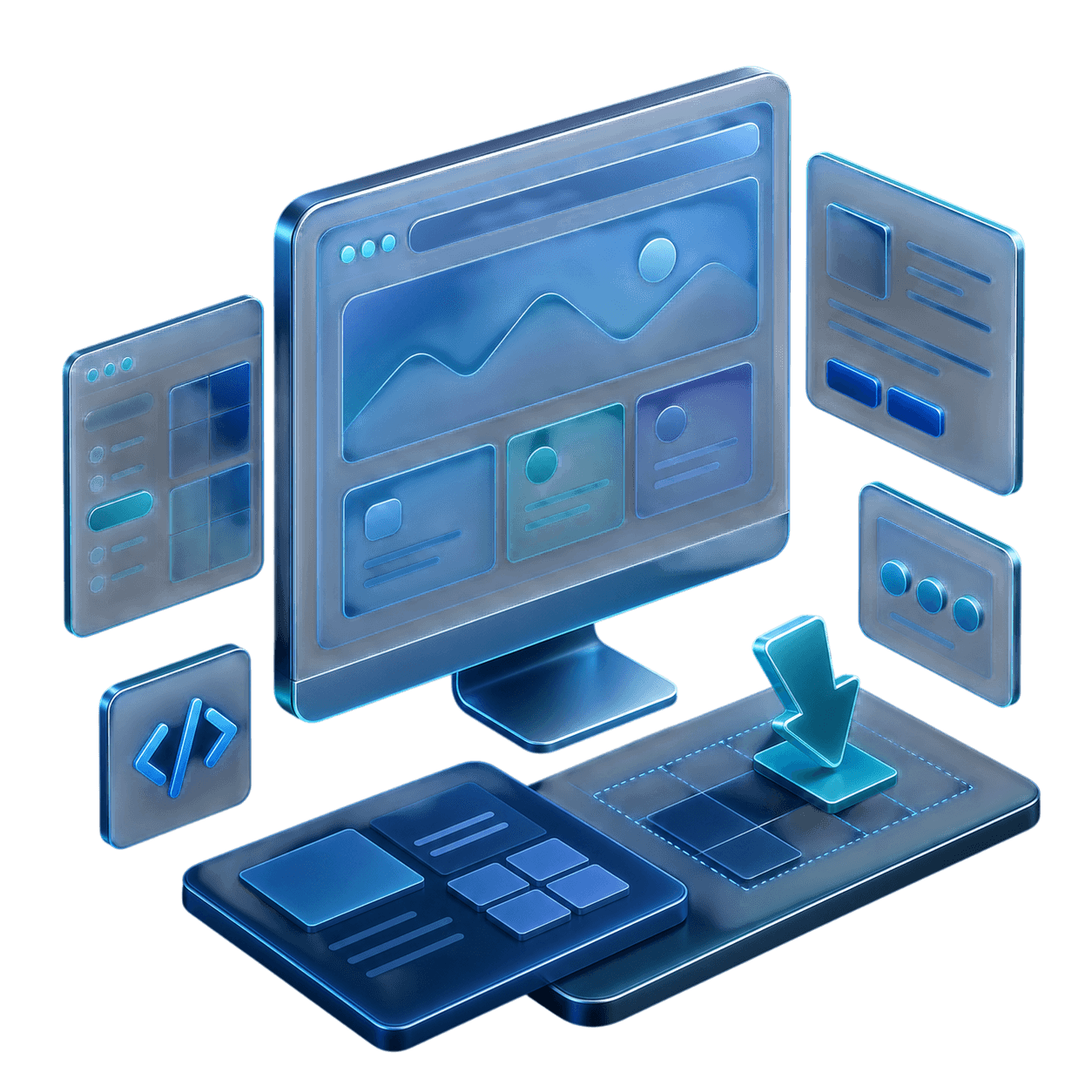 Website Design 3D isometric service illustration